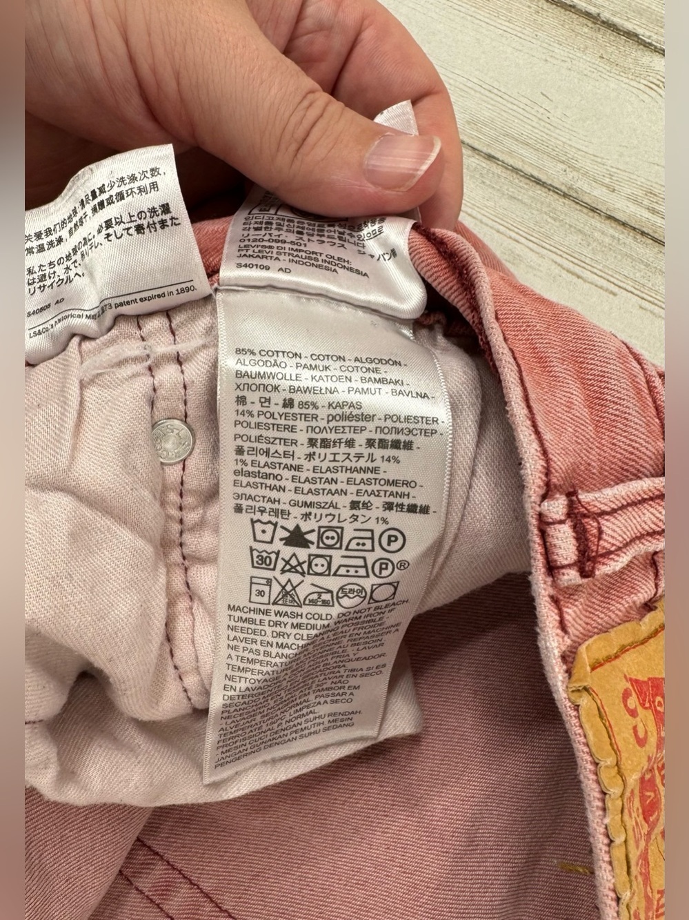 Levis 502 Pants Jeans Men 36x26 Denim Stretch Pink Straight - Picture 5 of 11